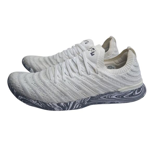 APL TECHLOOM Wave 0821XC Womens Running Shoes Size 10 Knit White Sneakers Marble - Picture 1 of 13